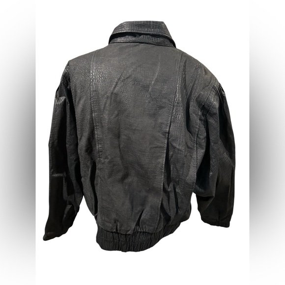Men's Textured Black High-Neck Bomber Jacket - Picture 3 of 8